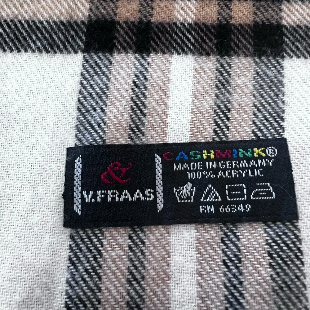 Men’s Classic Plaid Scarf 65”X 11.5” Super soft hand feel Made in Germany